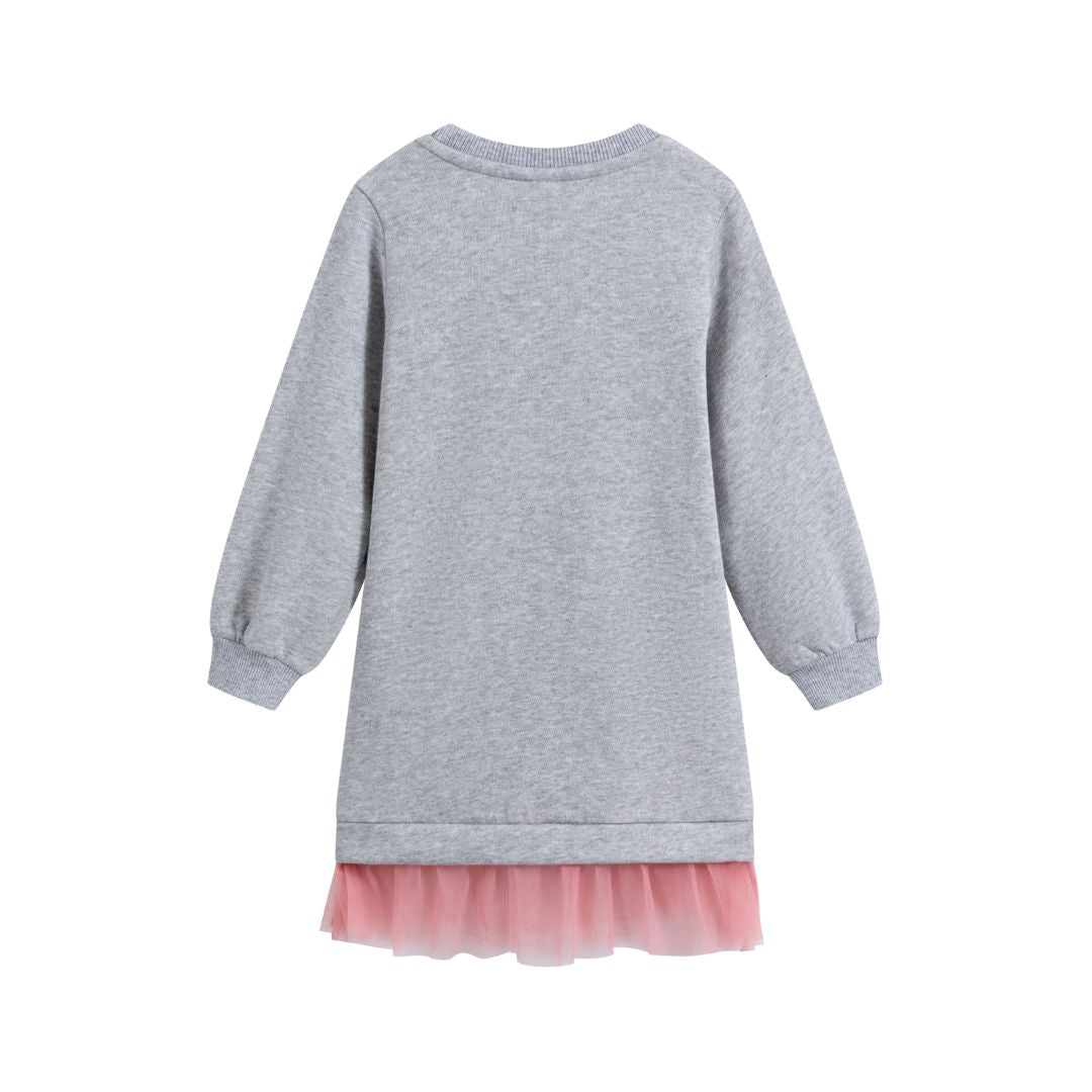 Sweatshirtkleid mit Leoprint und Tüll
