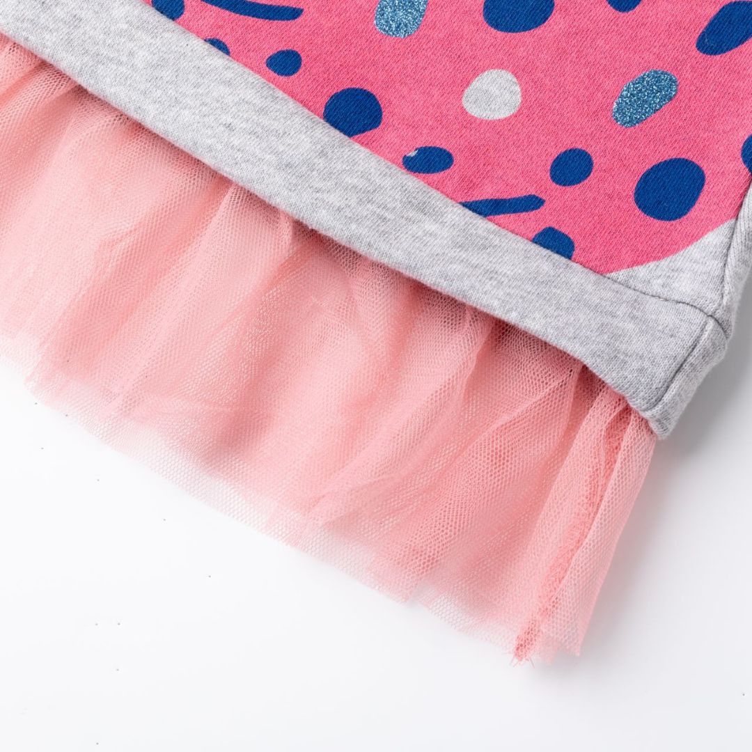Sweatshirtkleid mit Leoprint und Tüll