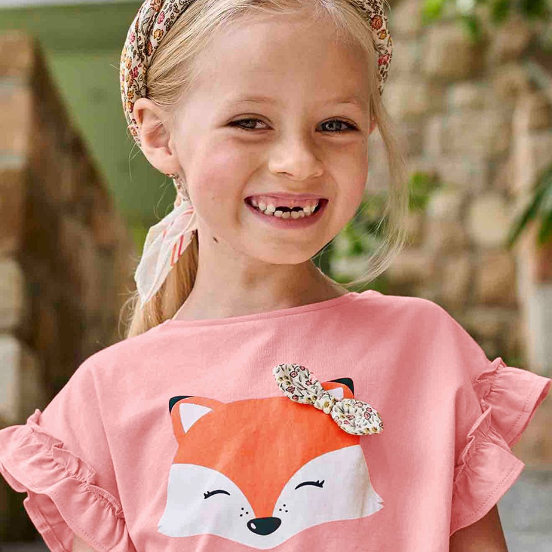 Kurzarm T-Shirt pink 'Süßer Fuchs'