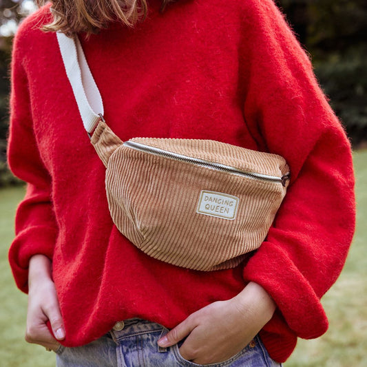 Teen/Damen Bauchtasche in Cordoptik rosa personalisierbar