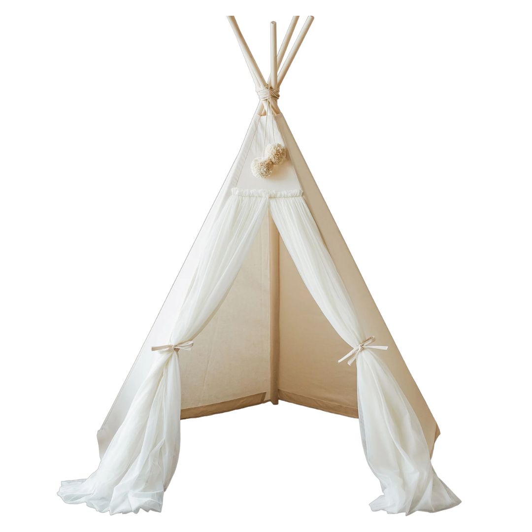 Kinder Tipi Zelt 'Fairy' mit Tüll ecru