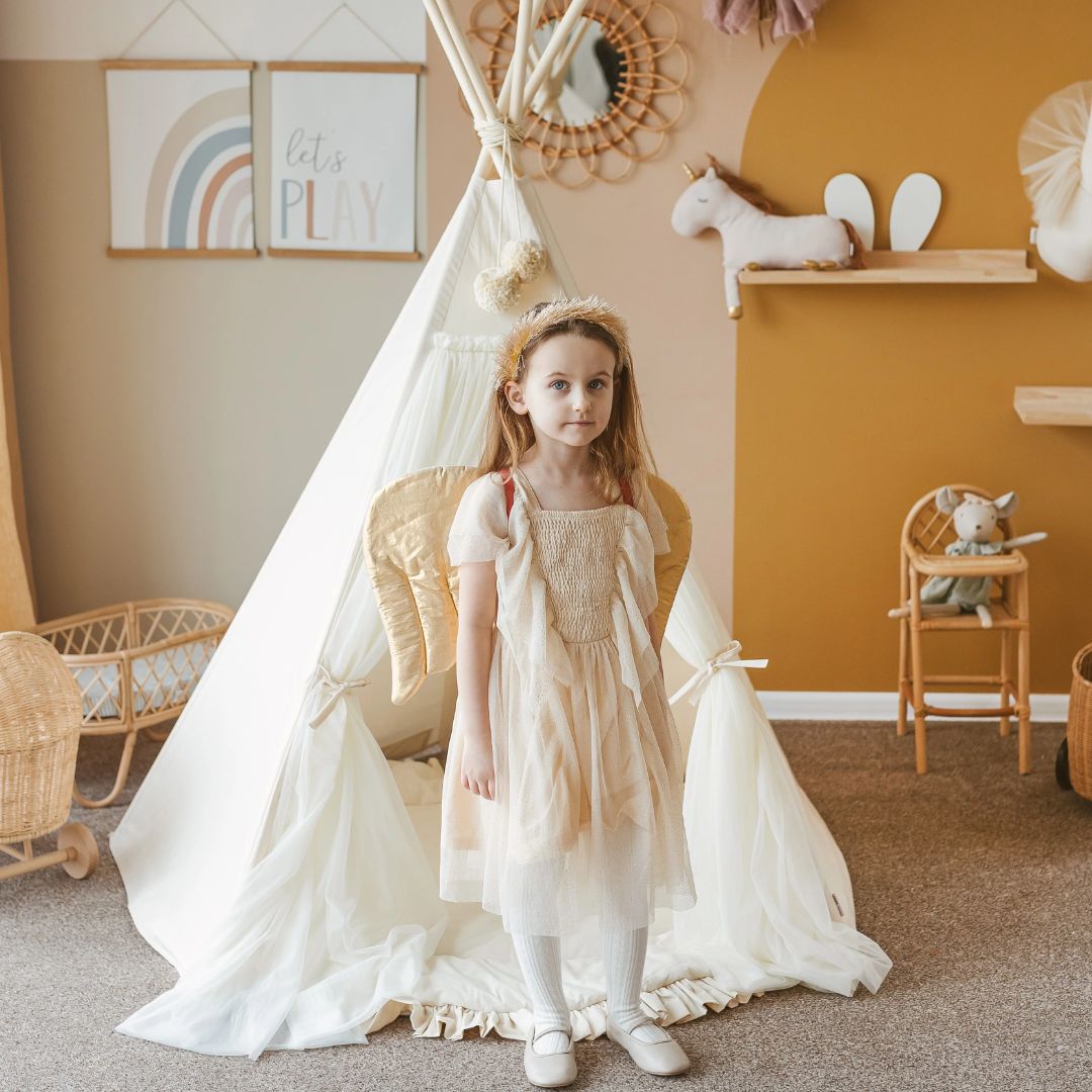 Kinder Tipi Zelt 'Fairy' mit Tüll ecru