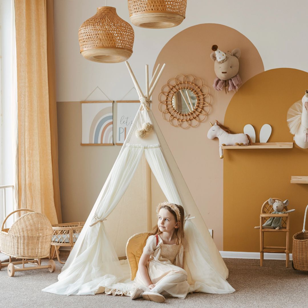 Kinder Tipi Zelt 'Fairy' mit Tüll ecru