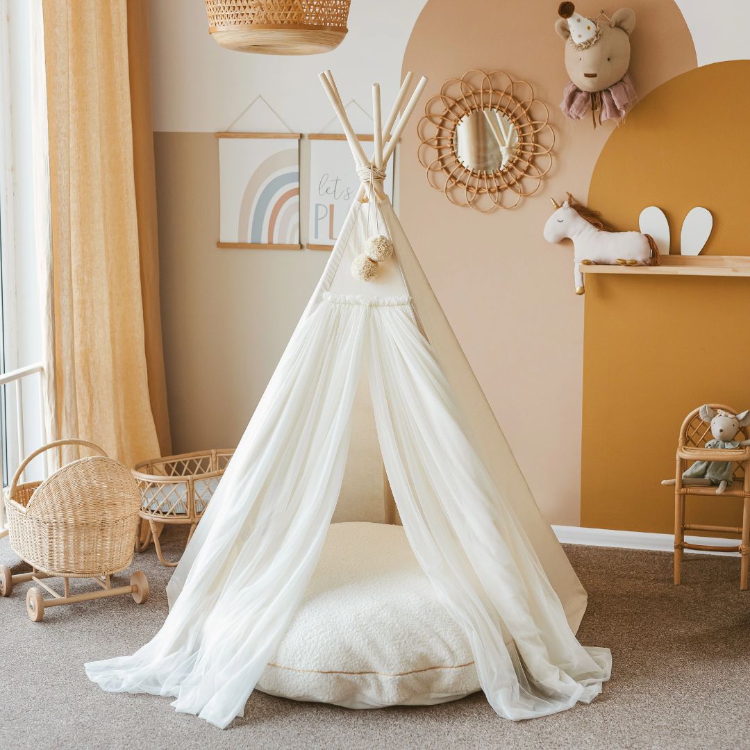 Kinder Tipi Zelt 'Fairy' mit Tüll ecru