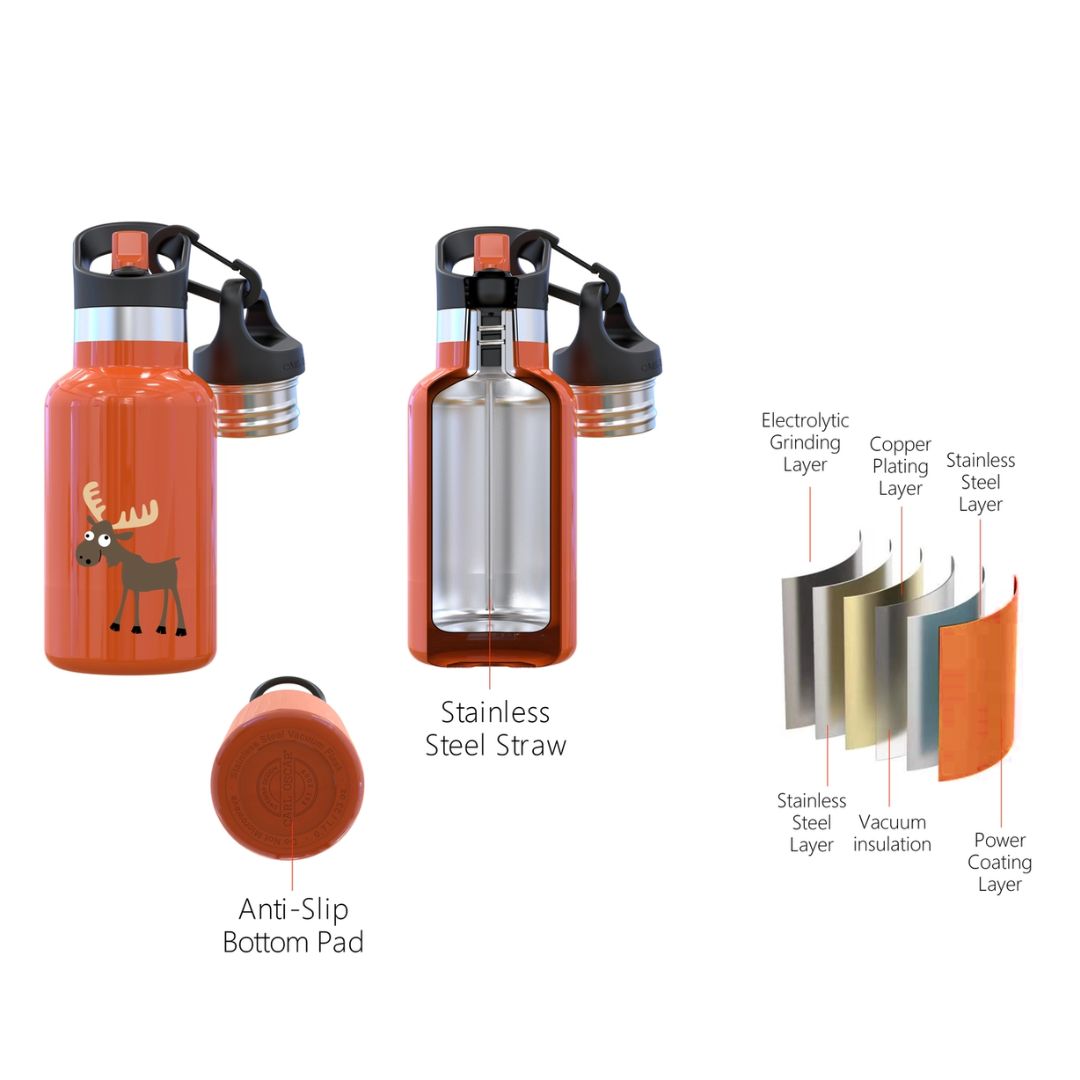 TempFlask Edelstahlflasche Kinder 'Hirsch' orange 0,35 L