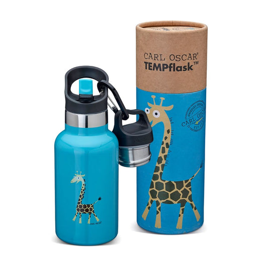 TempFlask Edelstahlflasche Kinder 'Giraffe' türkis 0,35 L