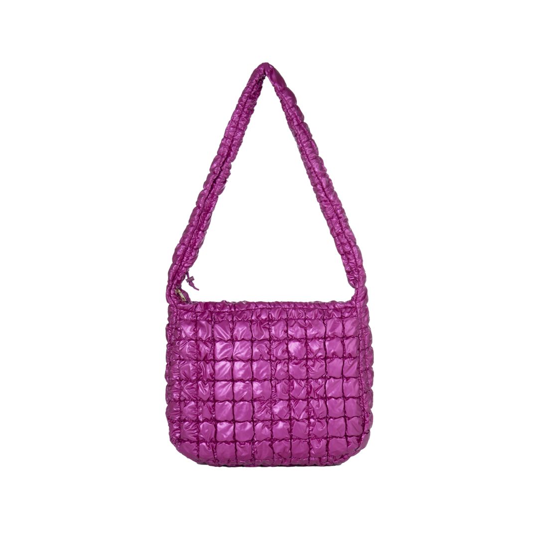 Umhängetasche unifarben 'plissierte Schultertasche' pink