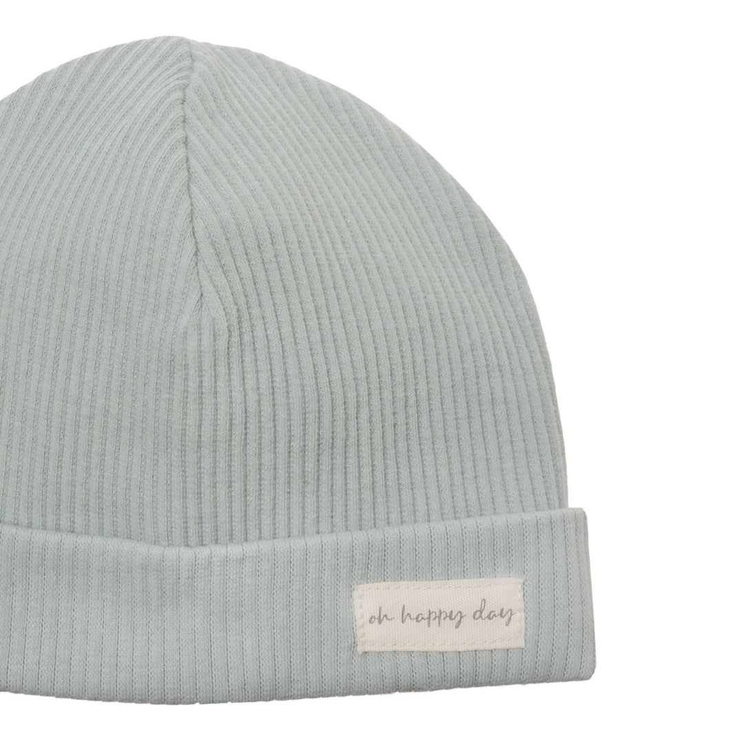 Baby Mütze 'Oh happy day' grün