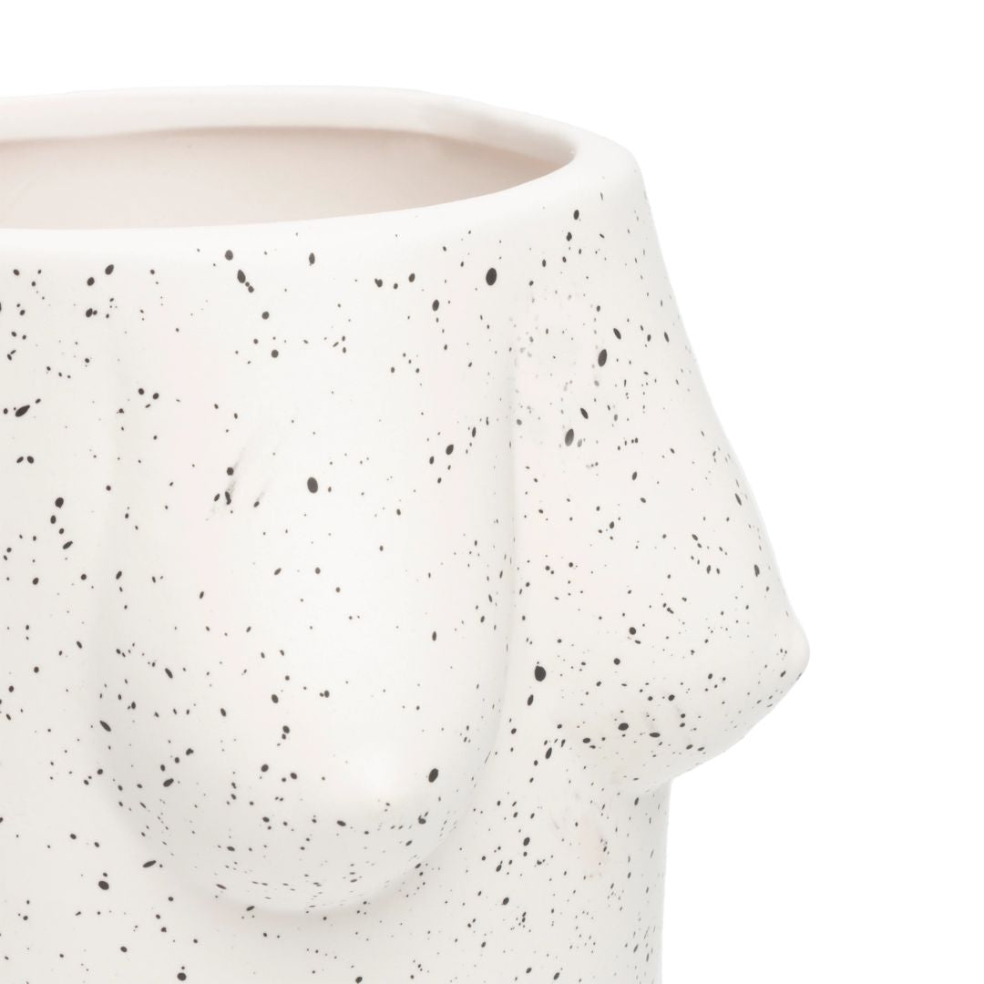 Handgemalte Blumenvase 'TITS' weiß