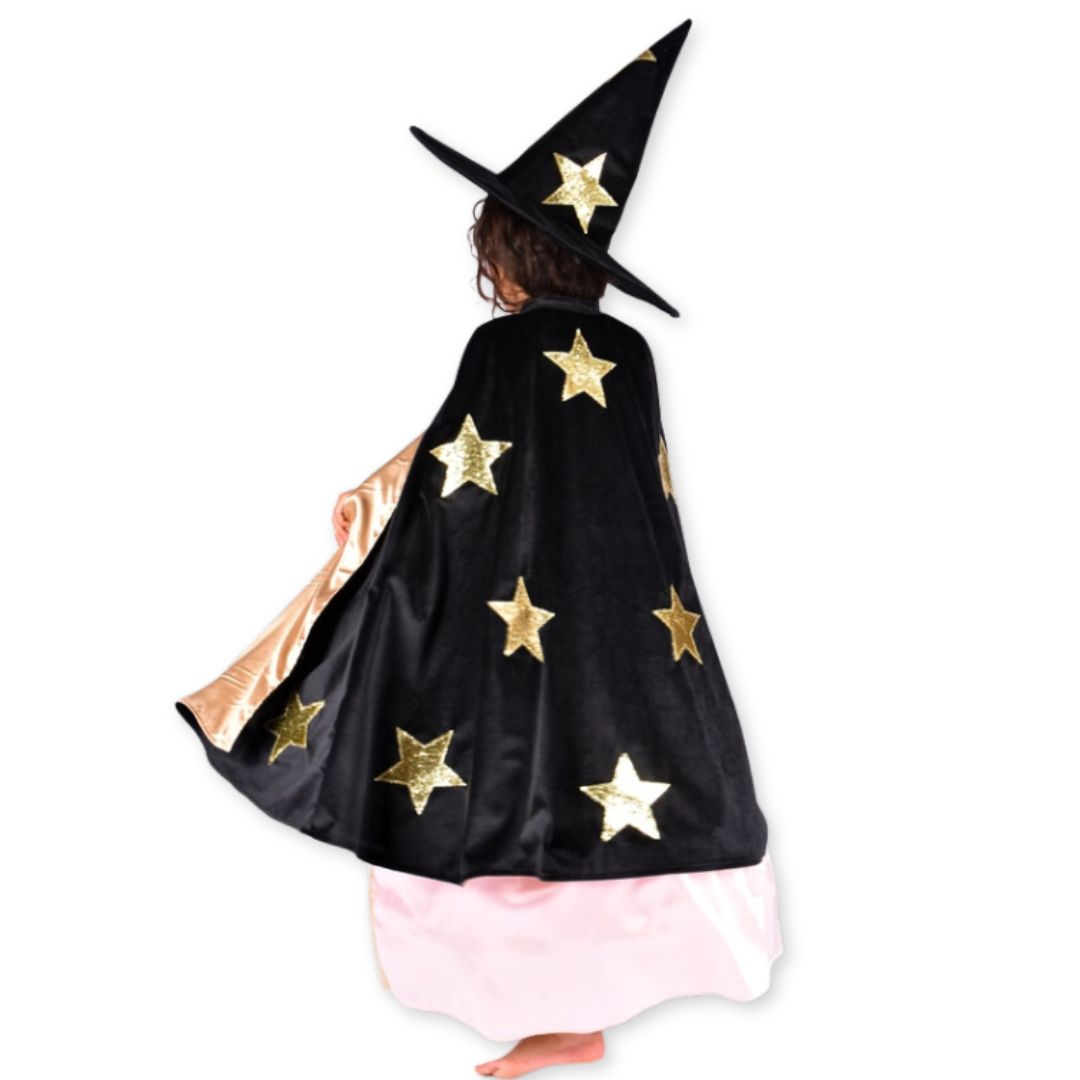 Kostüm Cape Samt/Satin 'Zauberer' mit Hut 98-128 cm / 3-8 Jahre