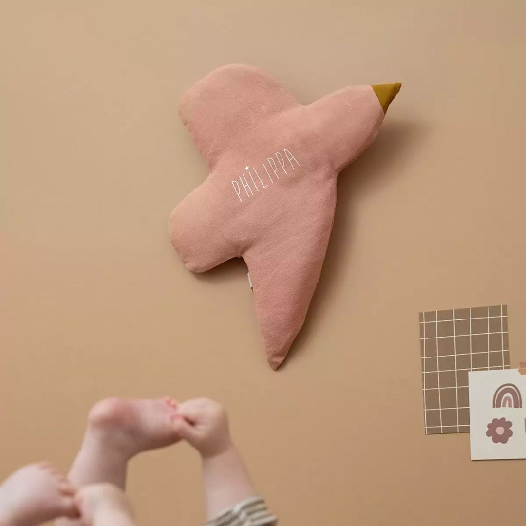 Wanddekoration Vogel rosa personalisierbar