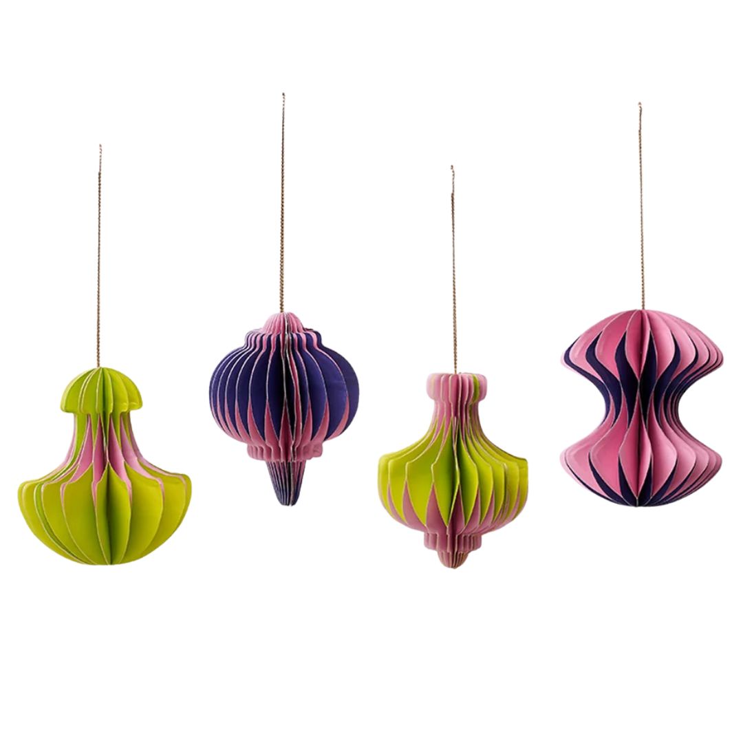 Weihnachts-Papierhänger 'Honeycomb' pink
