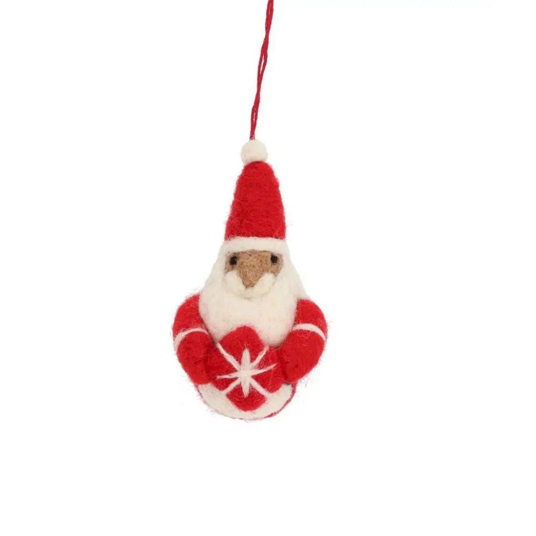 Weihnachtsschmuck Weihnachtsmann aus Schafwolle