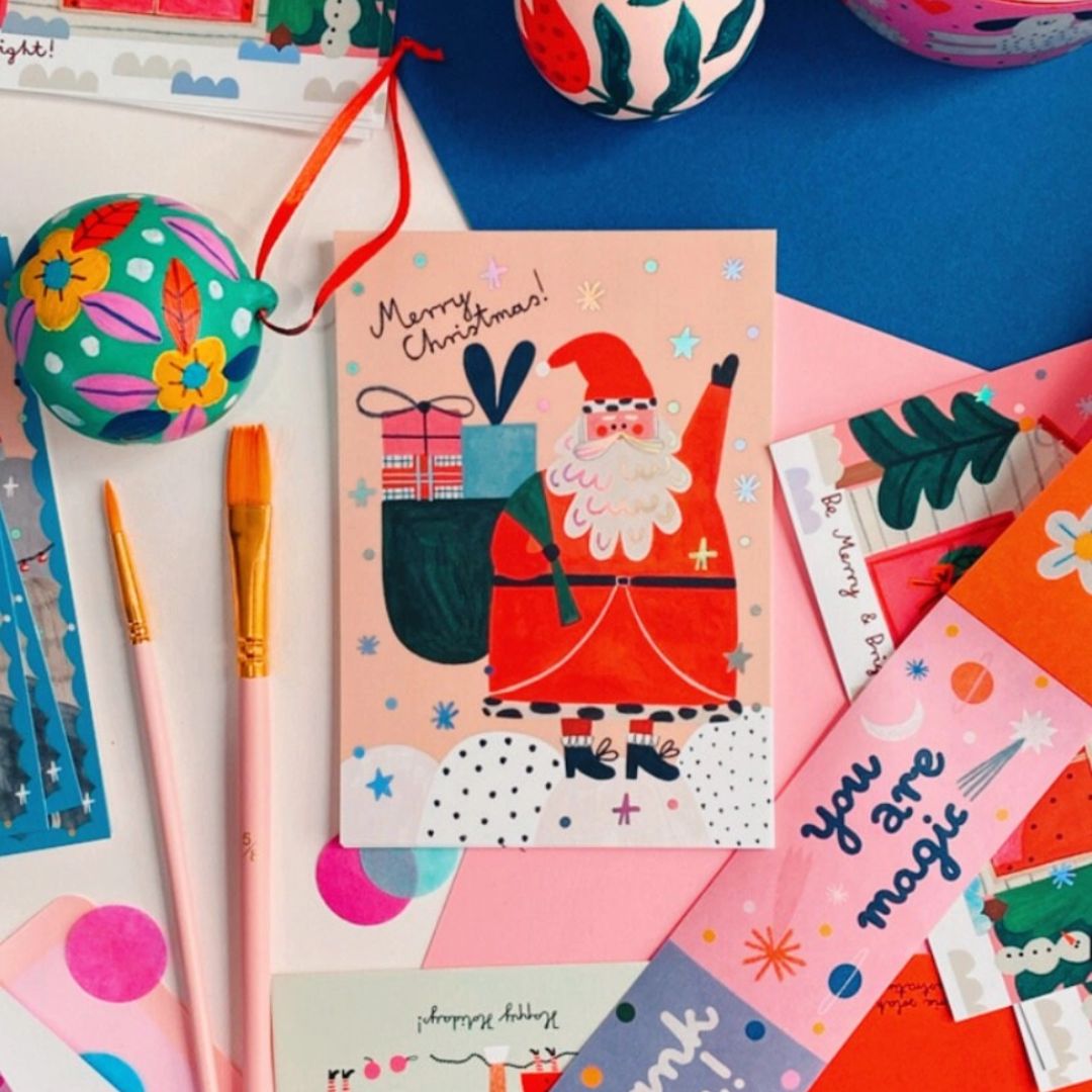 Weihnachtskarte aus Goldfolie 'CHRISTMAS'