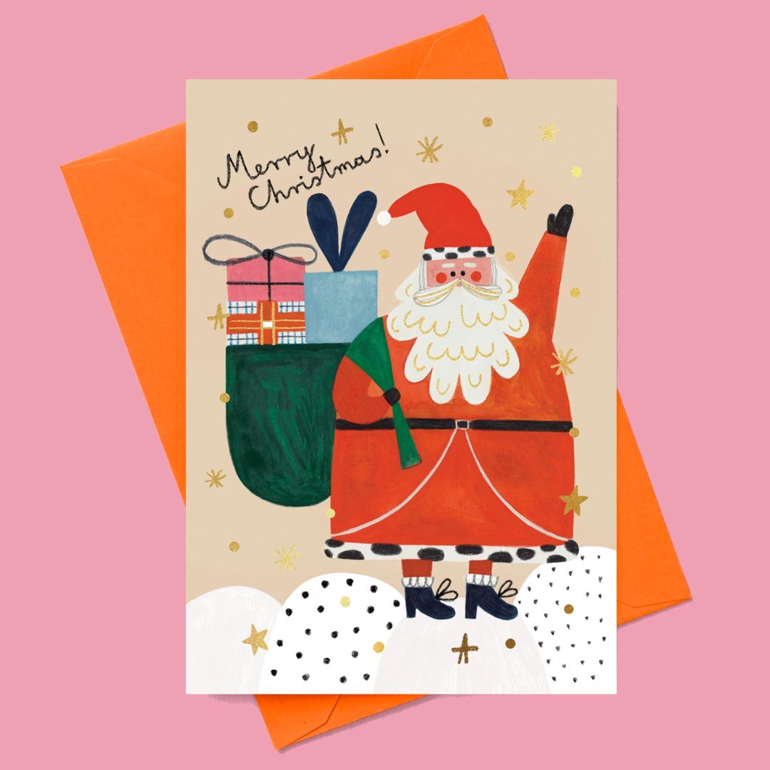 Weihnachtskarte aus Goldfolie 'CHRISTMAS'