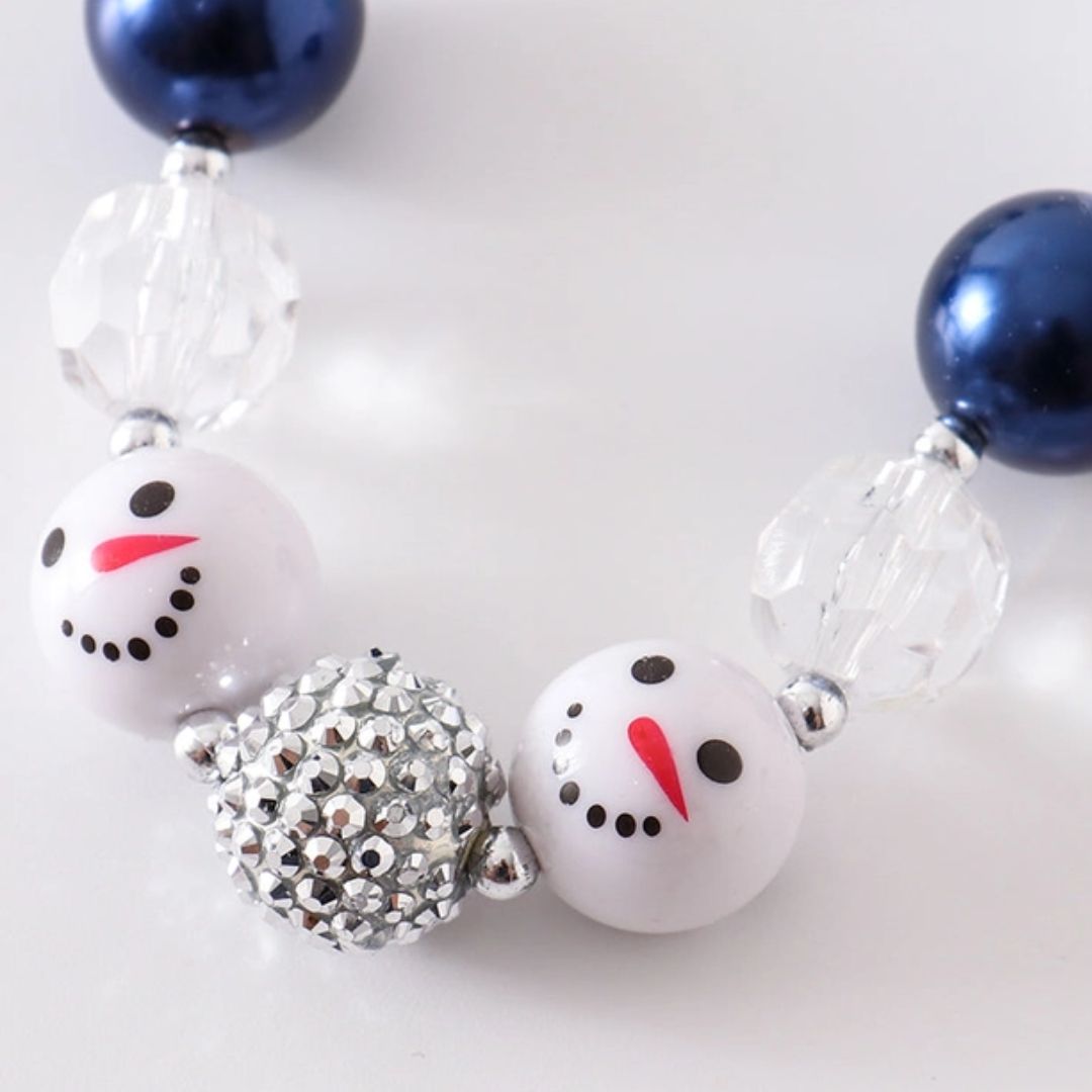 Chunky Halskette mit Weihnachtsmotiv und Schneemannmotiv