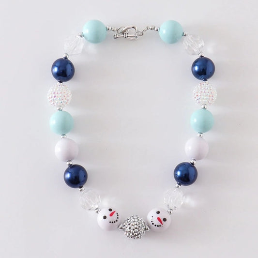 Chunky Halskette mit Weihnachtsmotiv und Schneemannmotiv