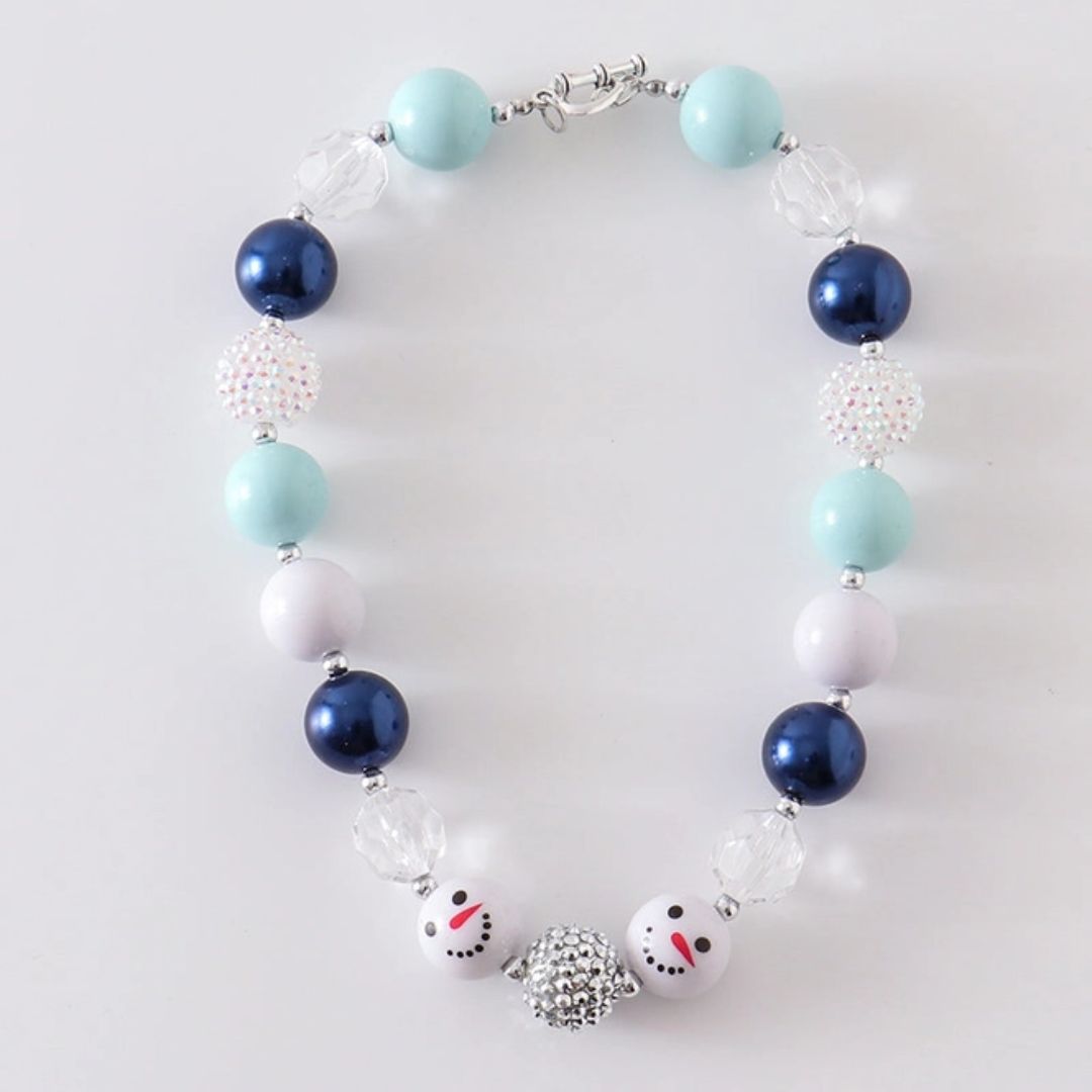 Chunky Halskette mit Weihnachtsmotiv und Schneemannmotiv