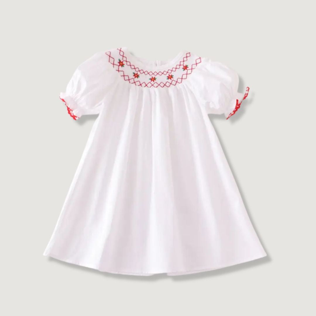 Mädchenkleid weiß mit Stickereien