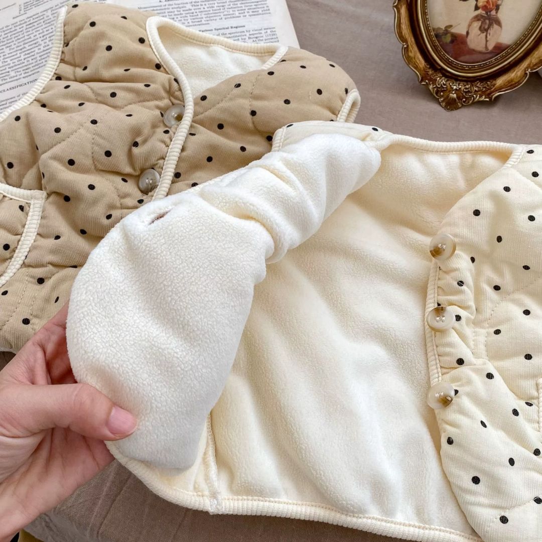 Süße Weste Vintage Style 'Polka Dots' beige