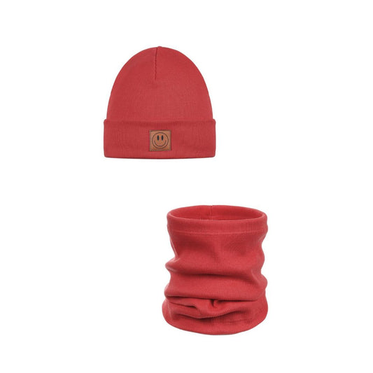 Set Mütze und Loop für Kinder rot