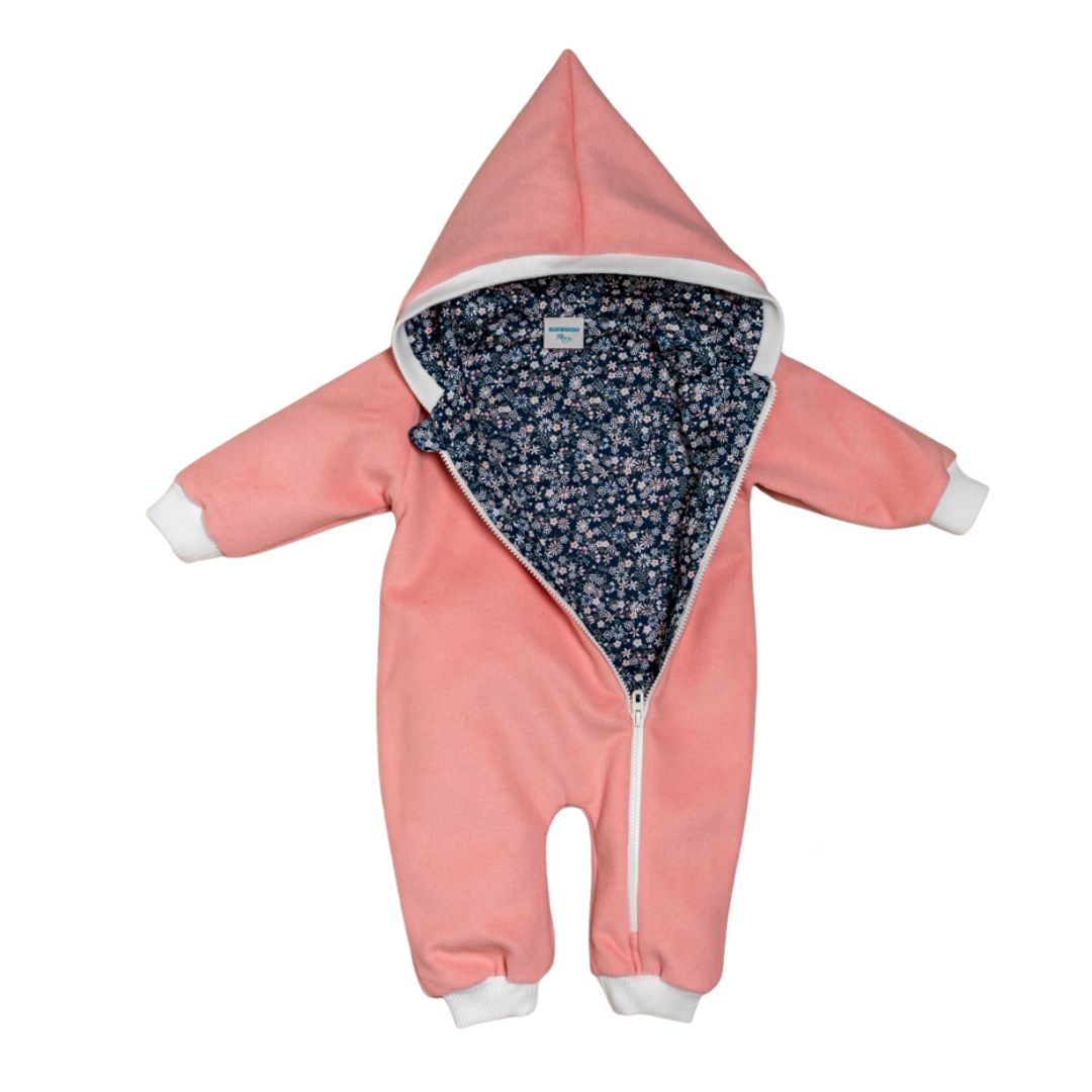 Wollfleece Overall "Blumenmuster" rosa