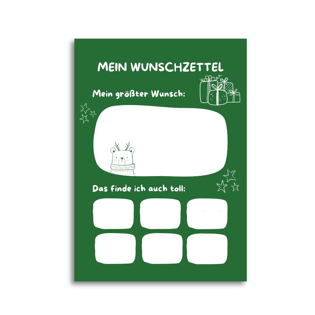 Karte 'Wunschzettel an den Weihnachtsmann'