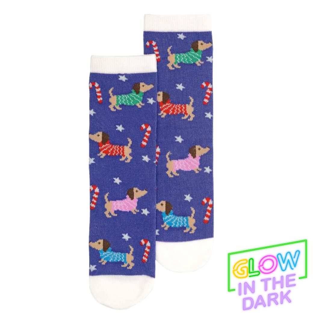 Nachtleuchtende Zauber-Socken 'Dackel'