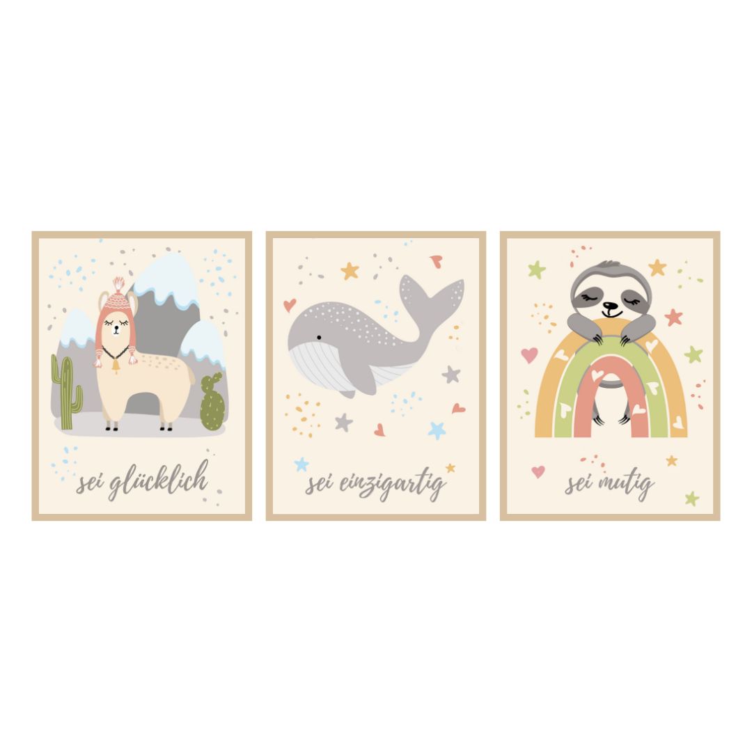 Wandbilder gerahmt 3er Set "Affirmation"
