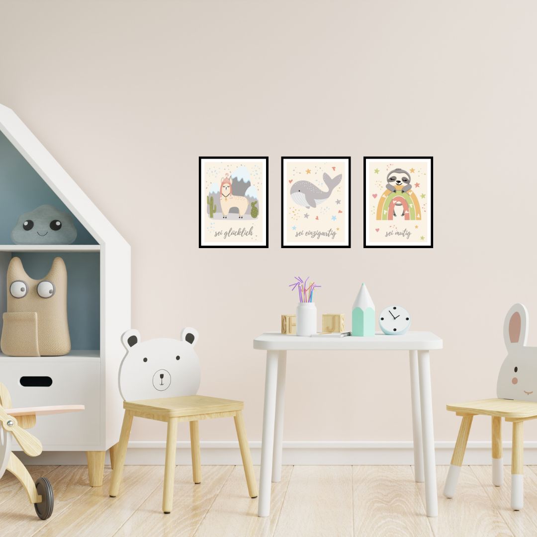 Wandbilder gerahmt 3er Set "Affirmation"