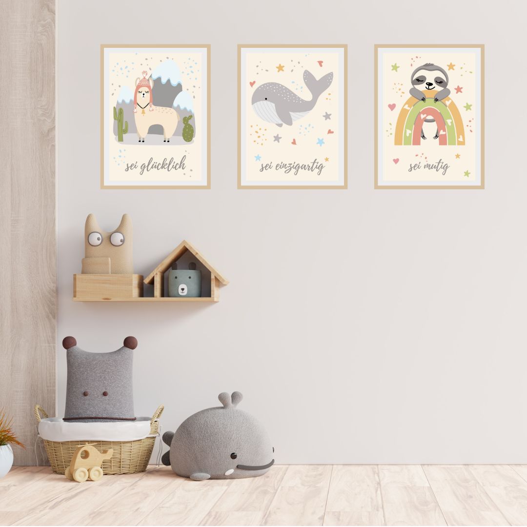 Wandbilder gerahmt 3er Set "Affirmation"