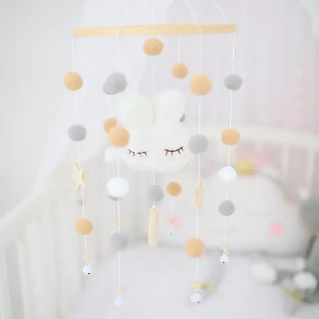 Baby Mobile Häschen natur/weiß