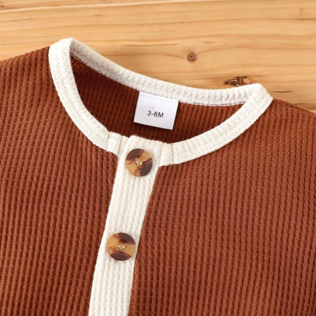 Baumwoll-Overall für Babys mit Waffelmuster braun