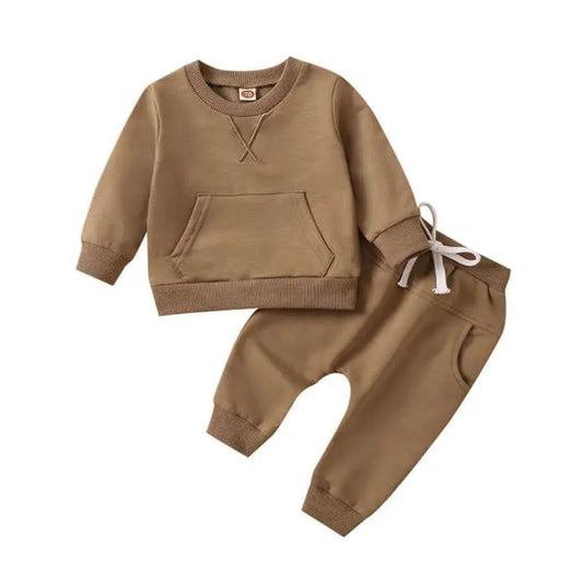 2 teiliges Outfit-Set Sweathirt und Hose braun