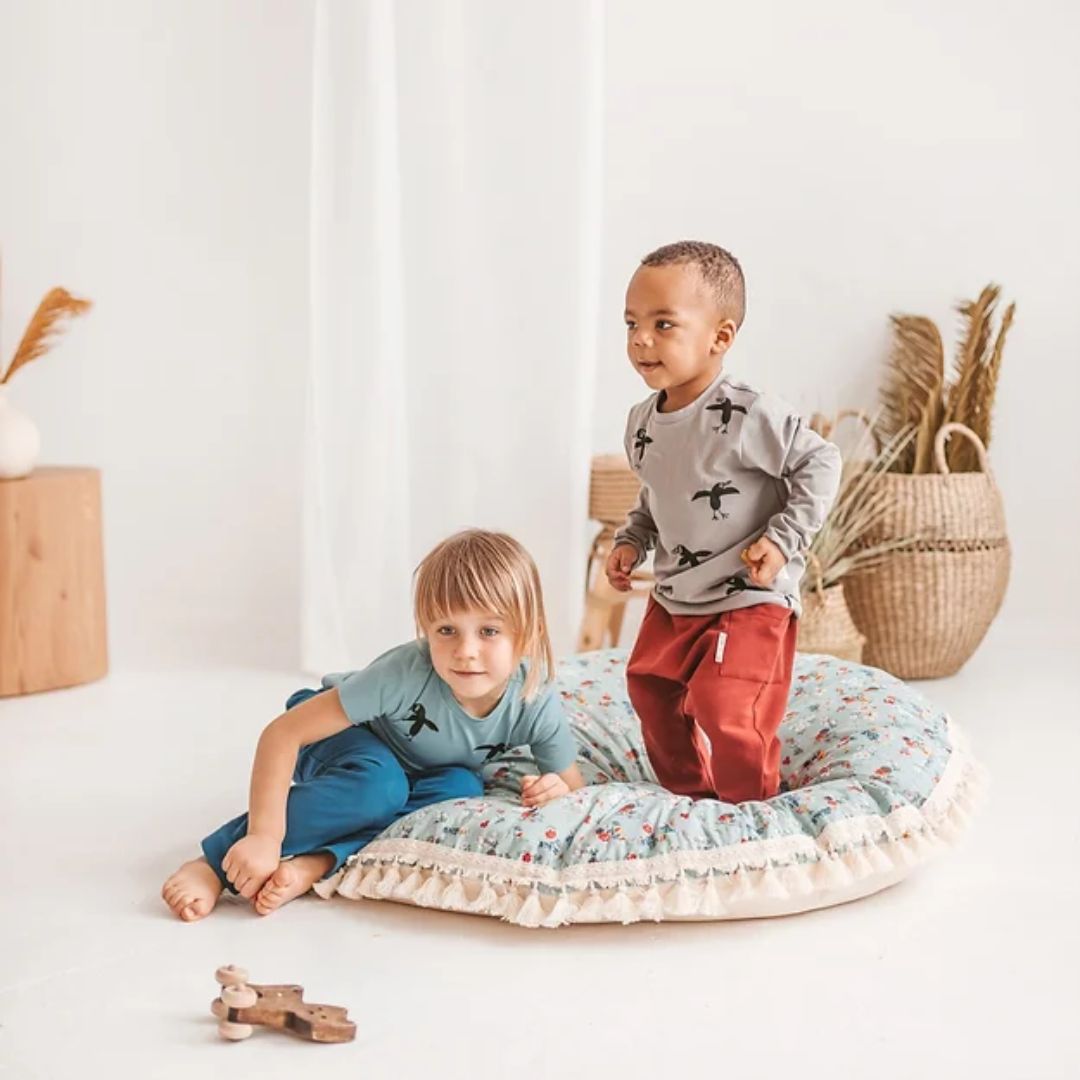 Bodenkissen XL für Kinder mit Quasten mint