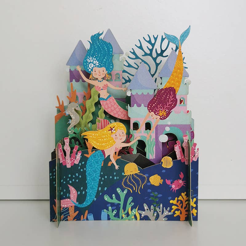 Pop-Up-Karte für Kinder Meerjungfrauen