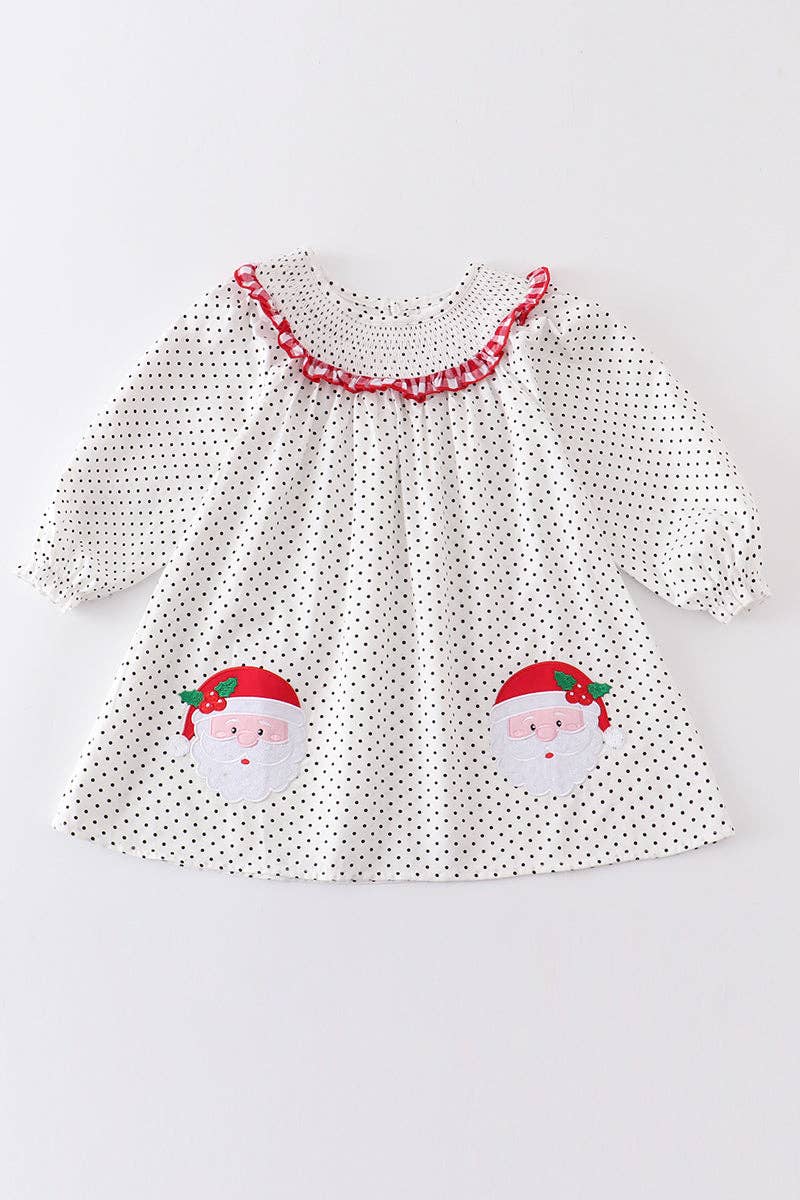 Gesmoktes Weihnachtsmannkleid mit roten Punkten
