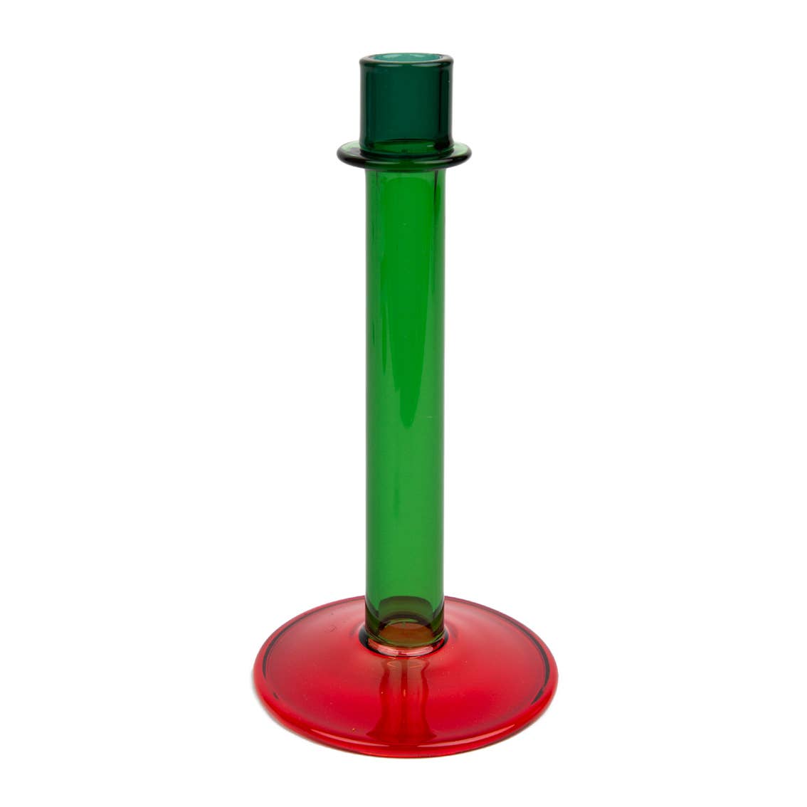 Kerzenhalter aus rotem und grünem Glas, Weihnachtsdekor