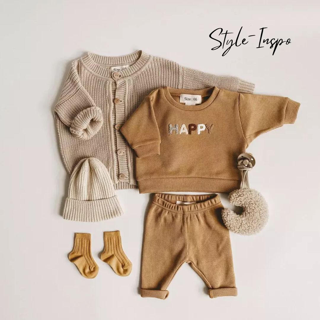 2 teiliges Outfit Set "Happy" natur
