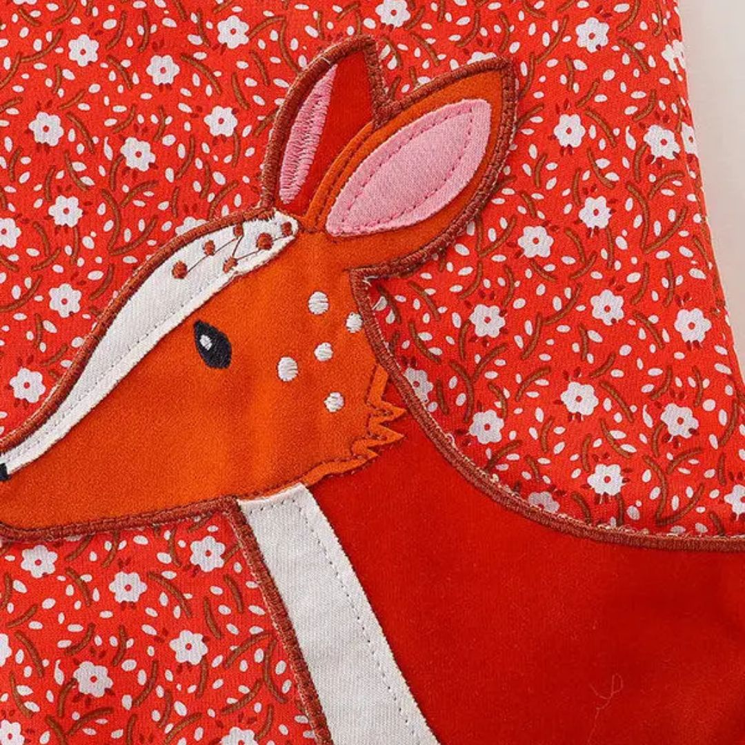Mädchen Kleid aus Baumwolle "Rehkitz" orange