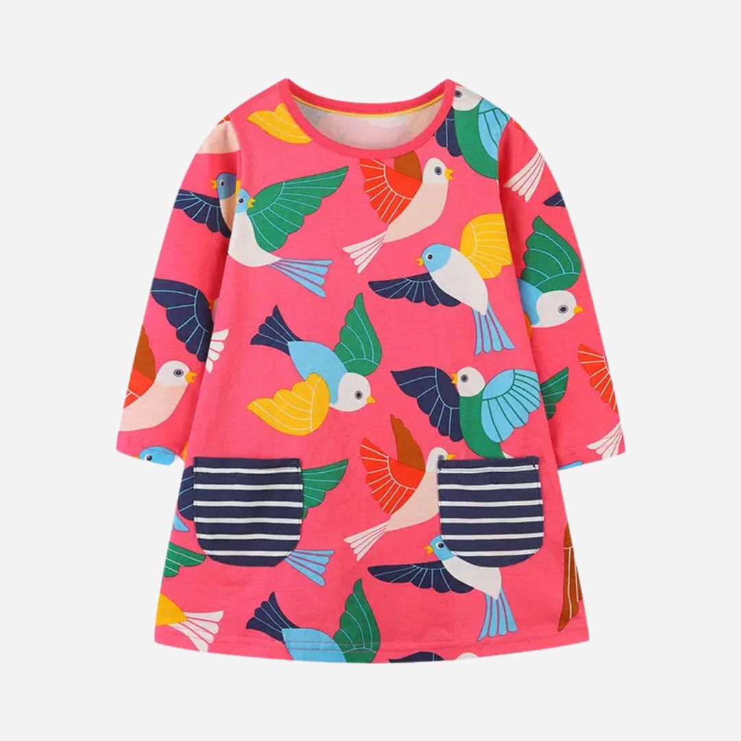 Mädchen Kleid aus Baumwolle "Birdy" mehrfarbig
