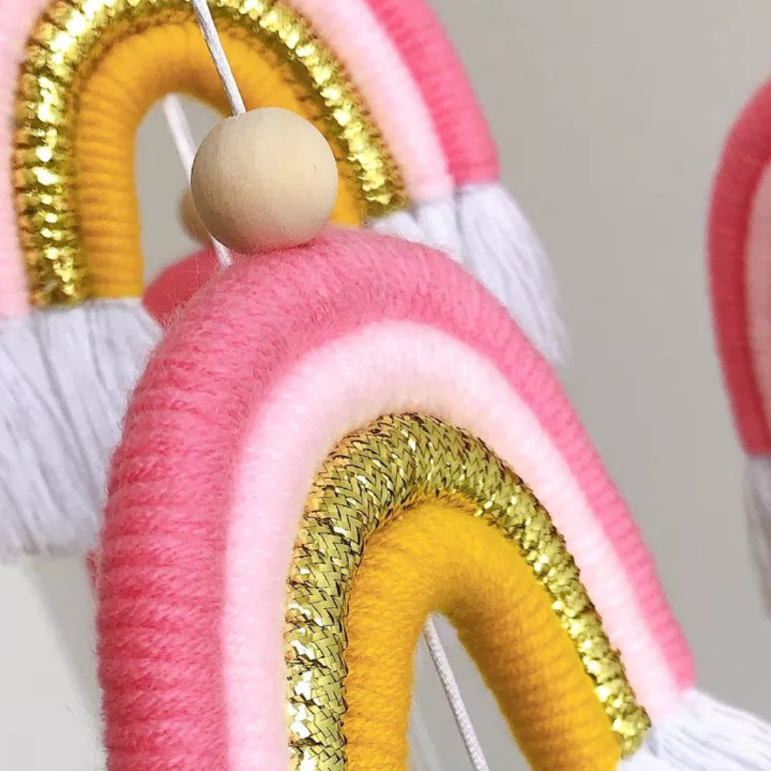 Baby Mobile Regenbogen rosa/gold