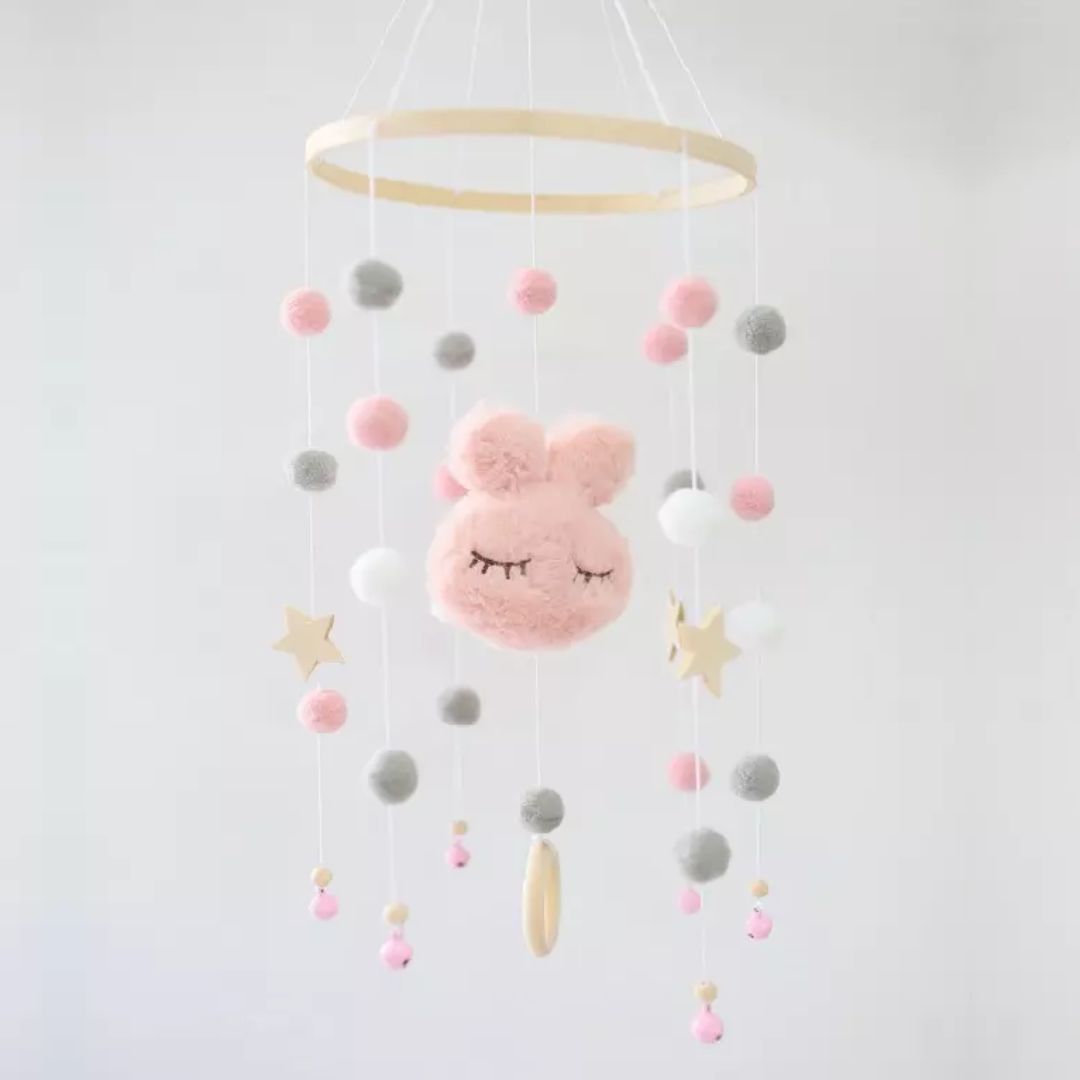 Baby Mobile Häschen rosa/weiß