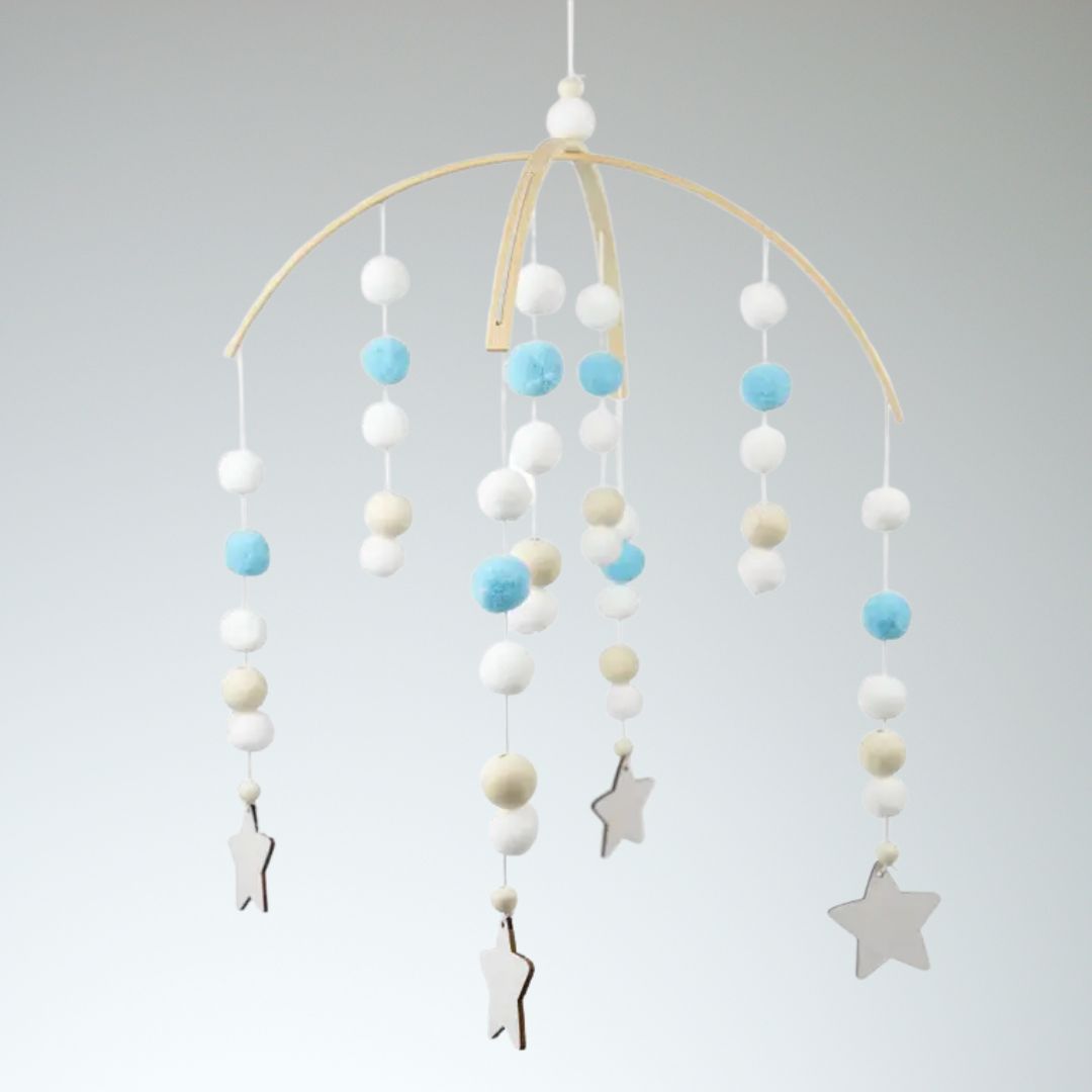 Baby Mobile Sterne grau