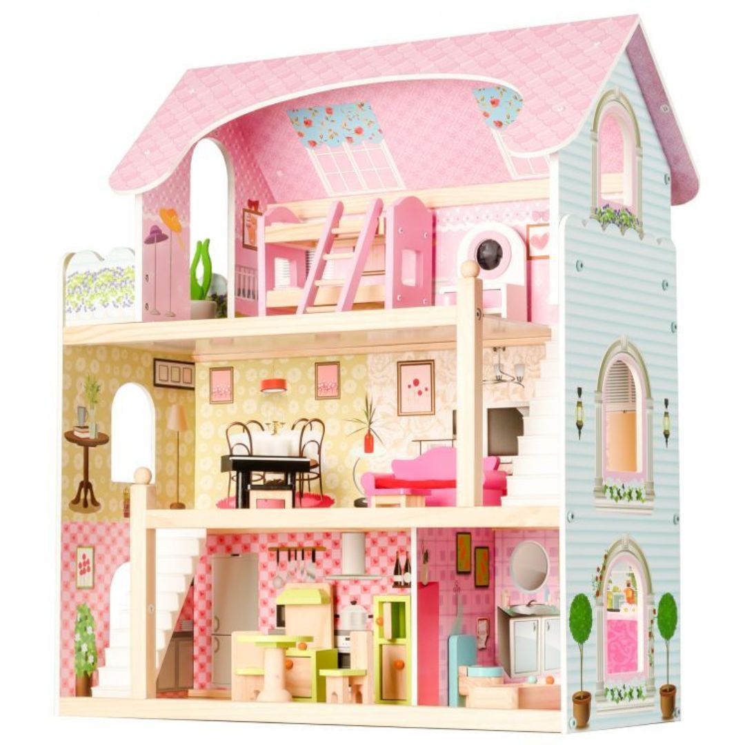 Puppenhaus aus Holz mit Möbeln "Rose"