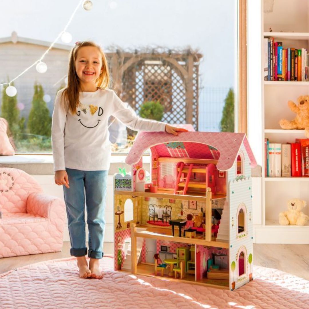 Puppenhaus aus Holz mit Möbeln "Rose"