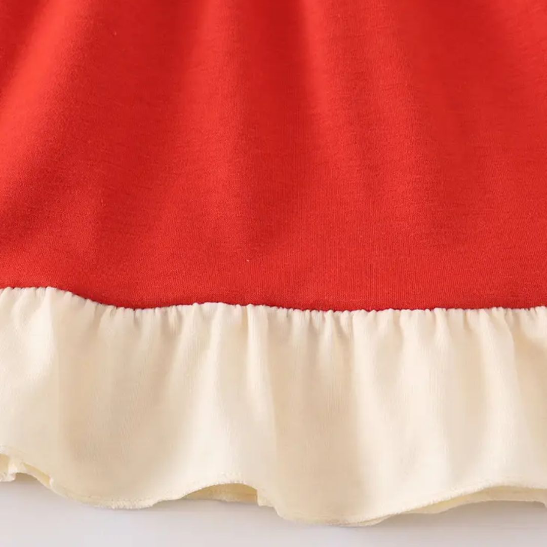 Mädchenkleid mit Rüschen + Rentier Motiv