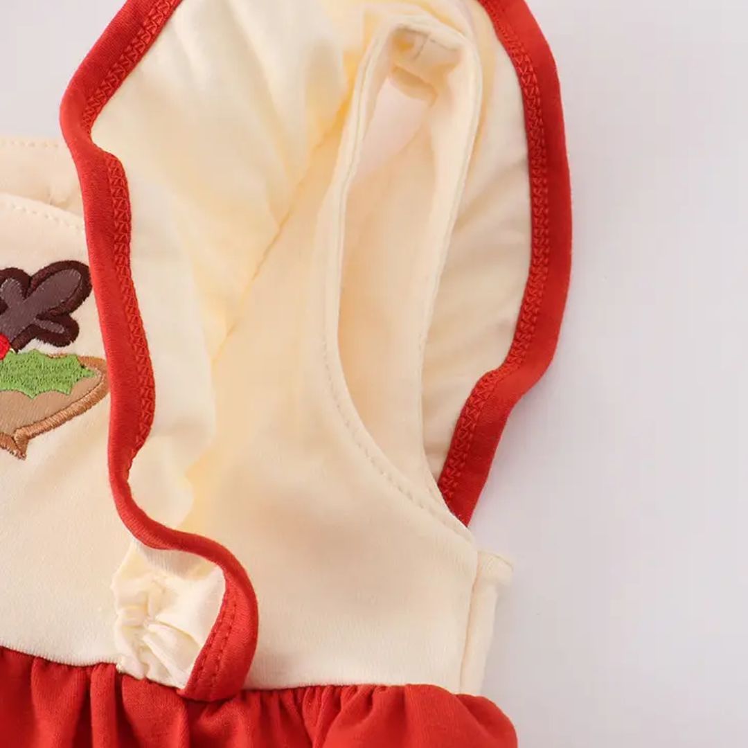 Mädchenkleid mit Rüschen + Rentier Motiv