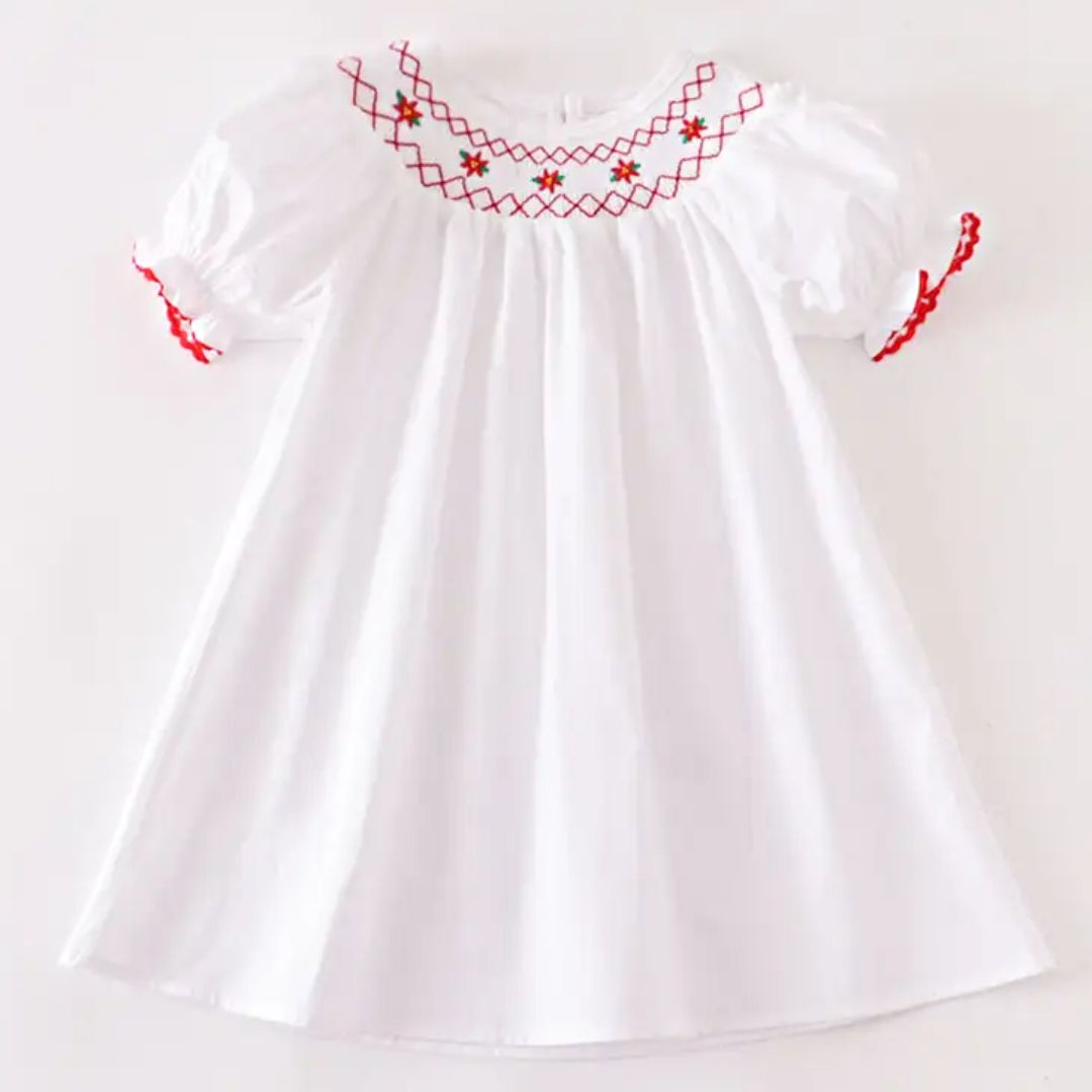Mädchenkleid weiß mit Stickereien