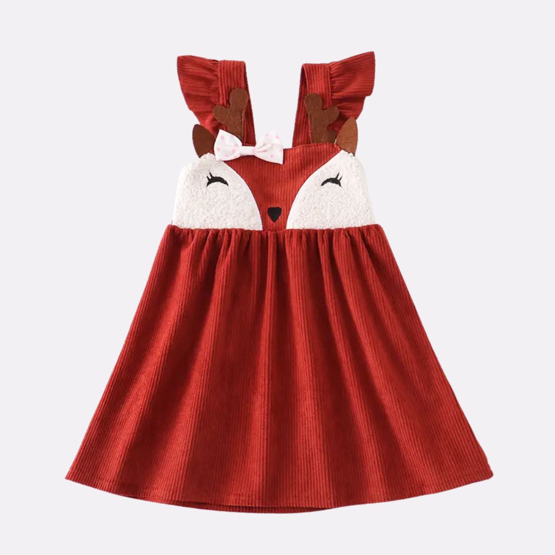 Cord Kleid Hirsch Design rotbraun